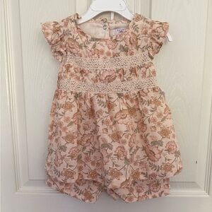 Calypso St. Barth Floral Kids 2 piece set- Brown and Cream